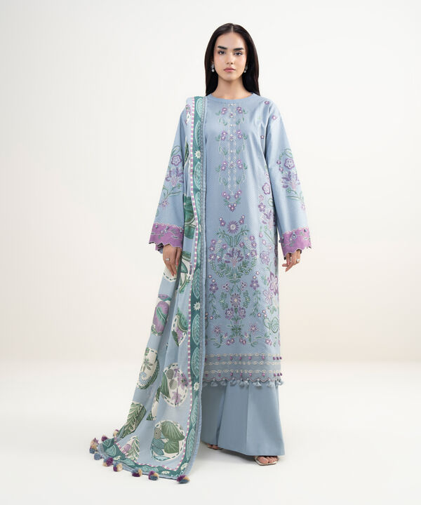 3 Piece - Embroidered Dobby Suit