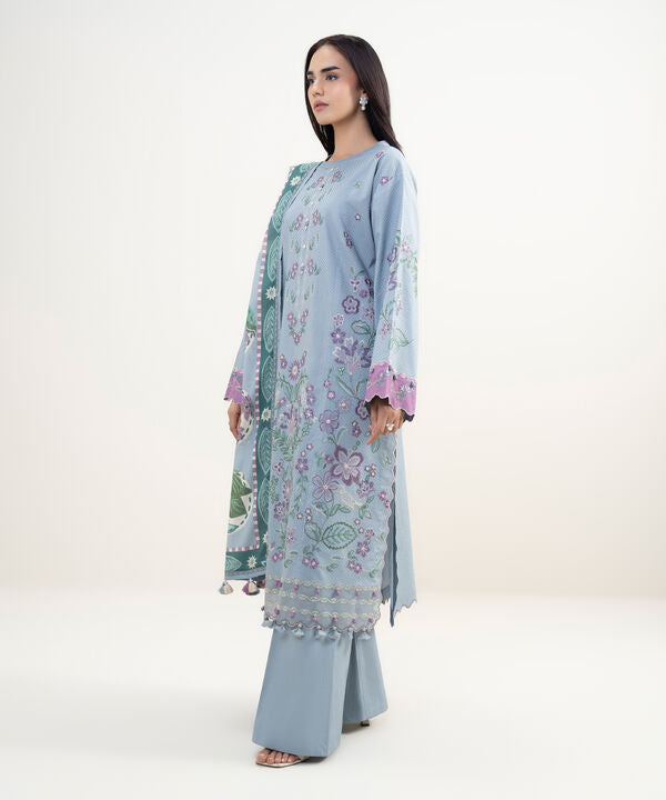 3 Piece - Embroidered Dobby Suit