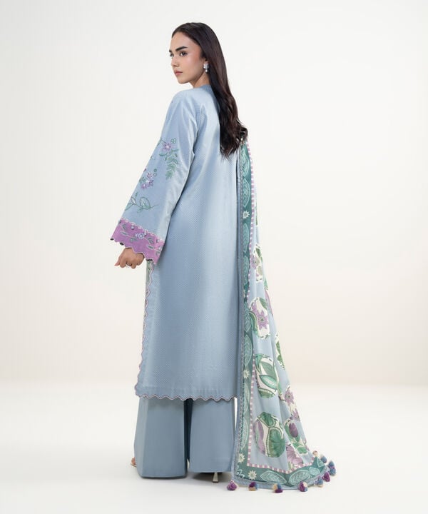 3 Piece - Embroidered Dobby Suit