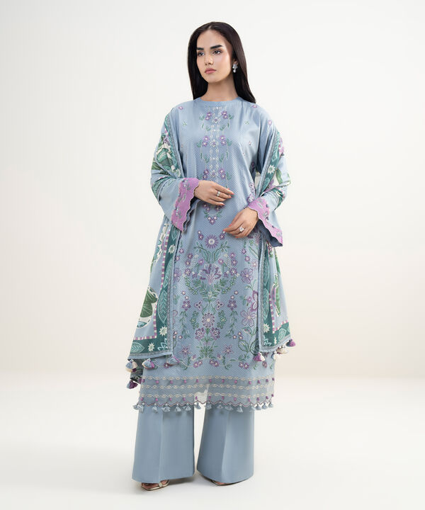 3 Piece - Embroidered Dobby Suit