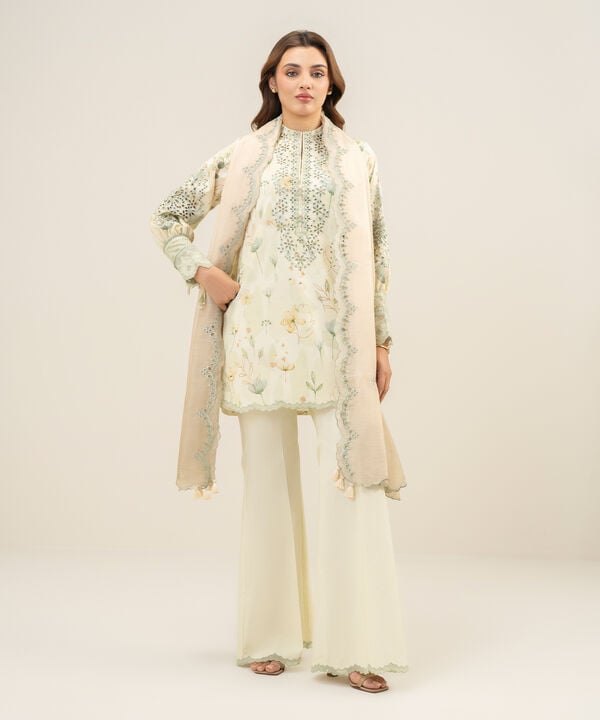 3 Piece - Embroidered Jacquard Suit