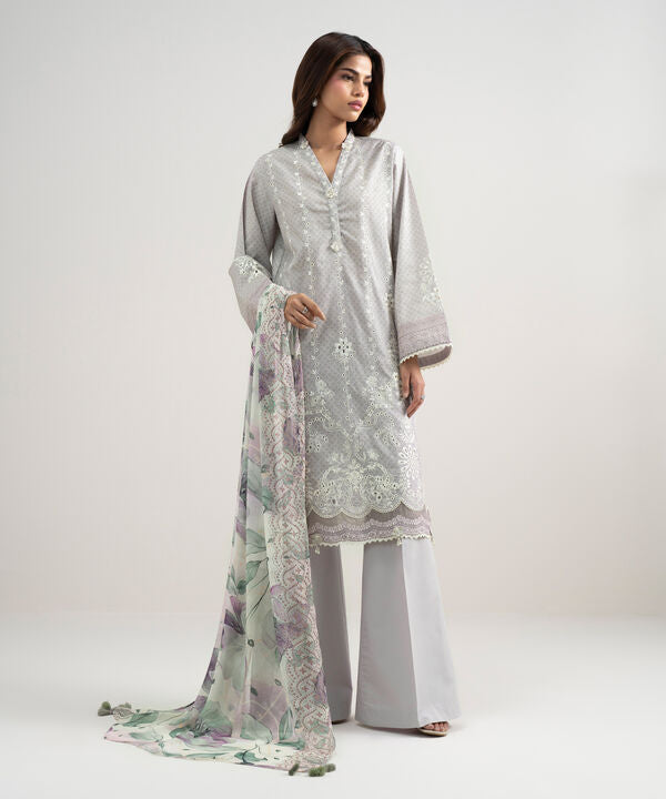 3 Piece - Embroidered Jacquard Suit