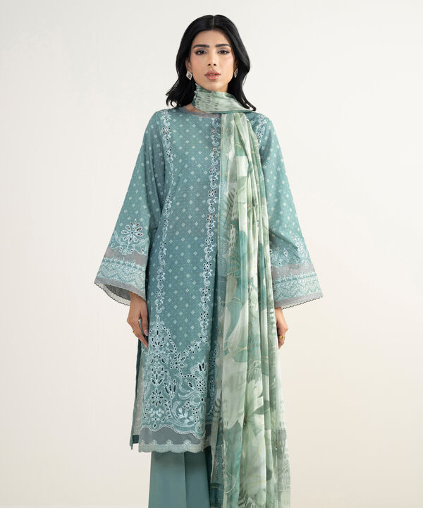 3 Piece - Embroidered Jacquard Suit