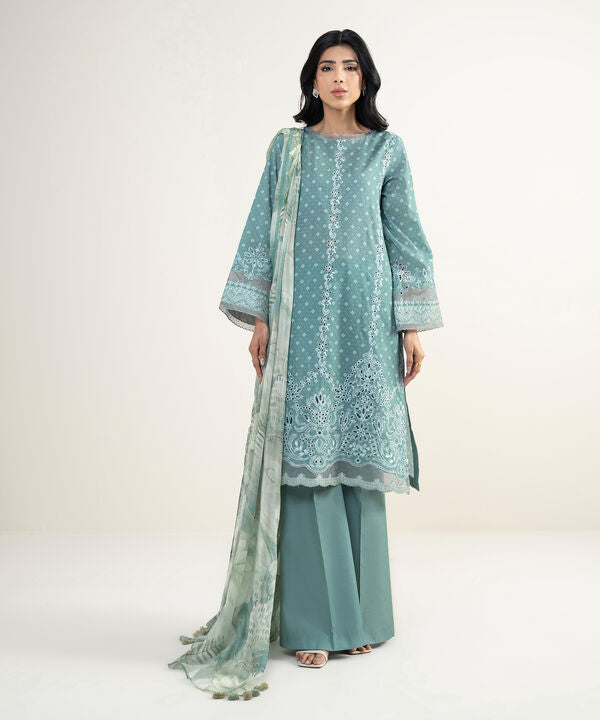 3 Piece - Embroidered Jacquard Suit