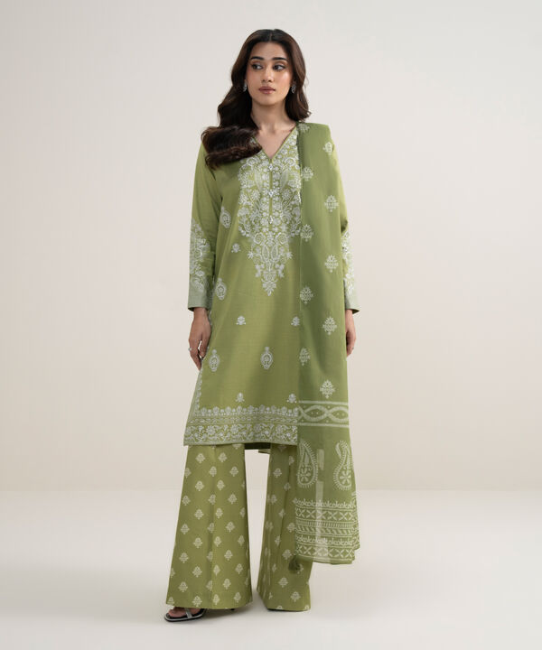 3 Piece - Embroidered Dobby Suit