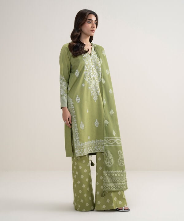3 Piece - Embroidered Dobby Suit