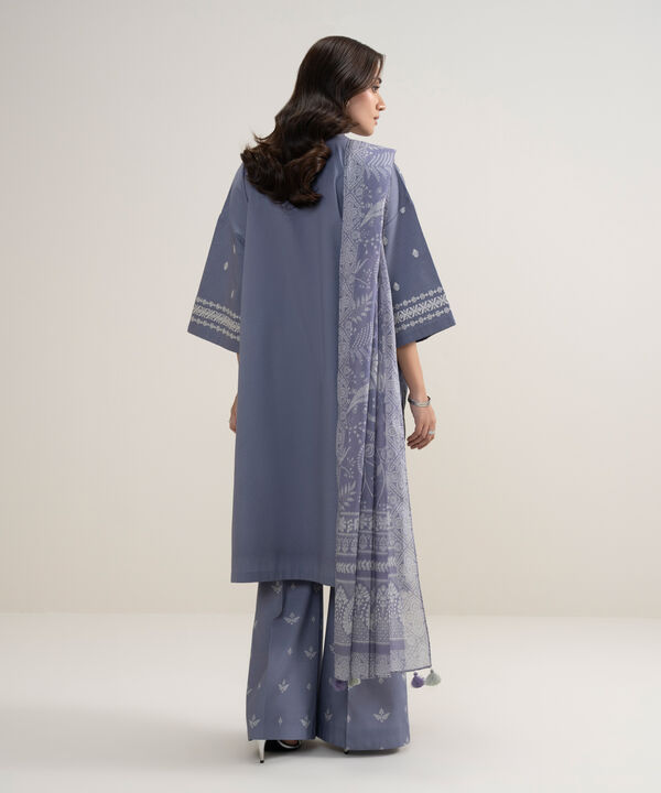 3 Piece - Embroidered Dobby Suit