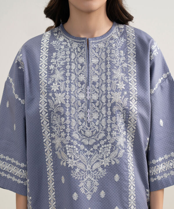 3 Piece - Embroidered Dobby Suit