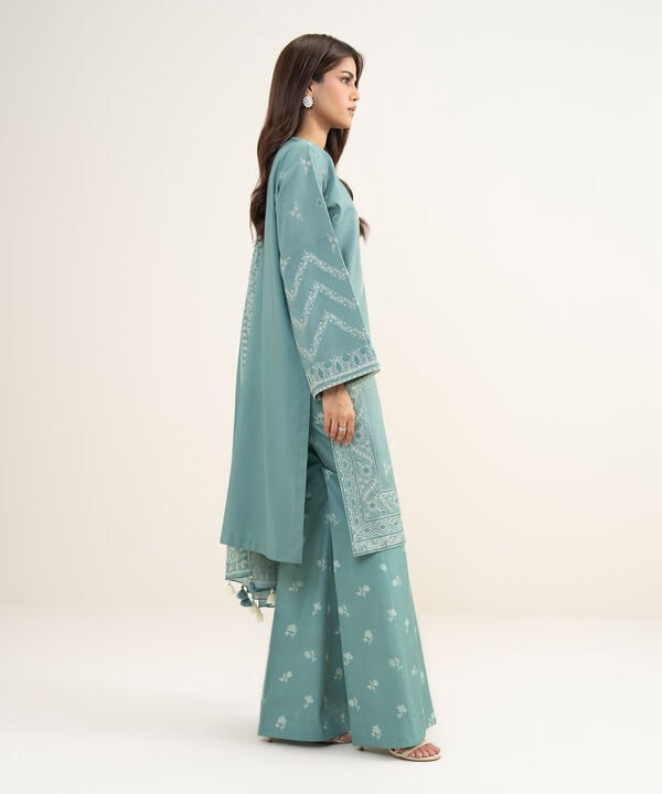 3 Piece - Embroidered Dobby Suit