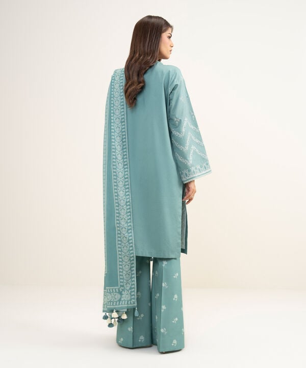 3 Piece - Embroidered Dobby Suit