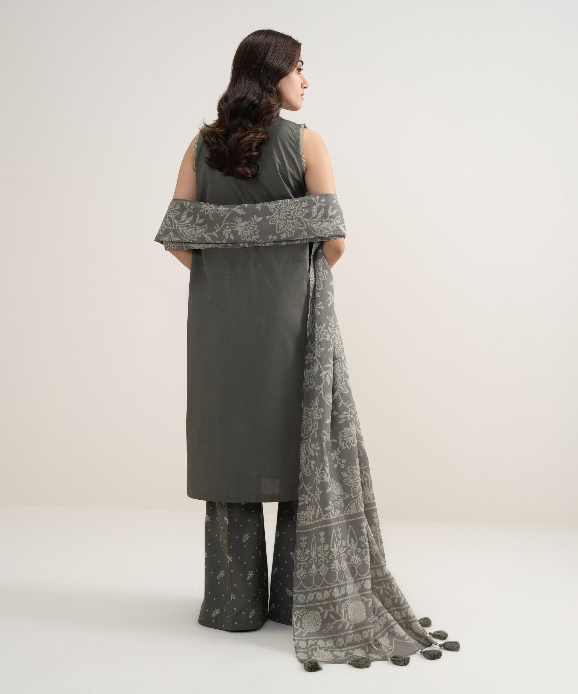 3 Piece - Embroidered Dobby Suit