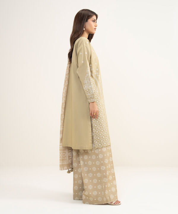3 Piece - Embroidered Dobby Suit