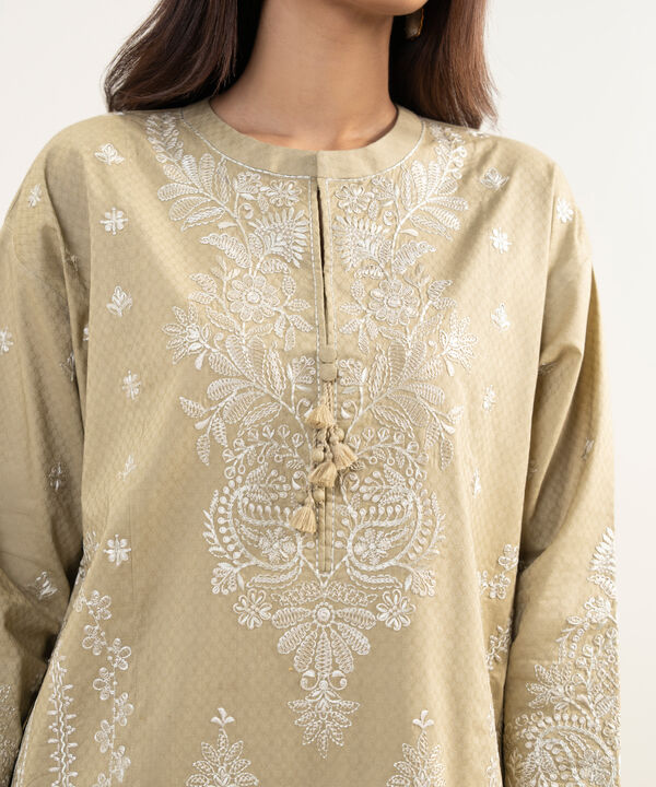 3 Piece - Embroidered Dobby Suit