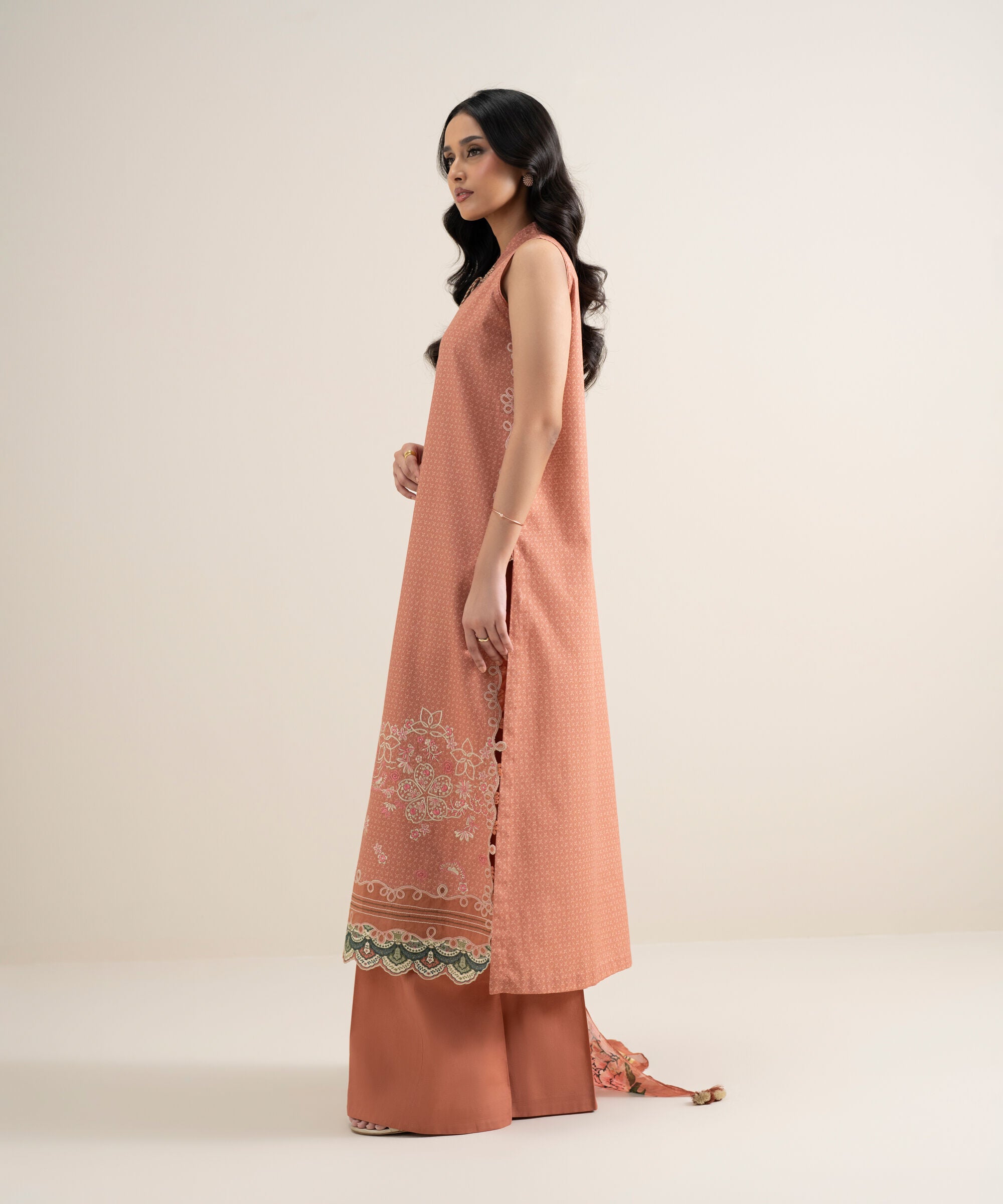 3 Piece - Embroidered Dobby Suit