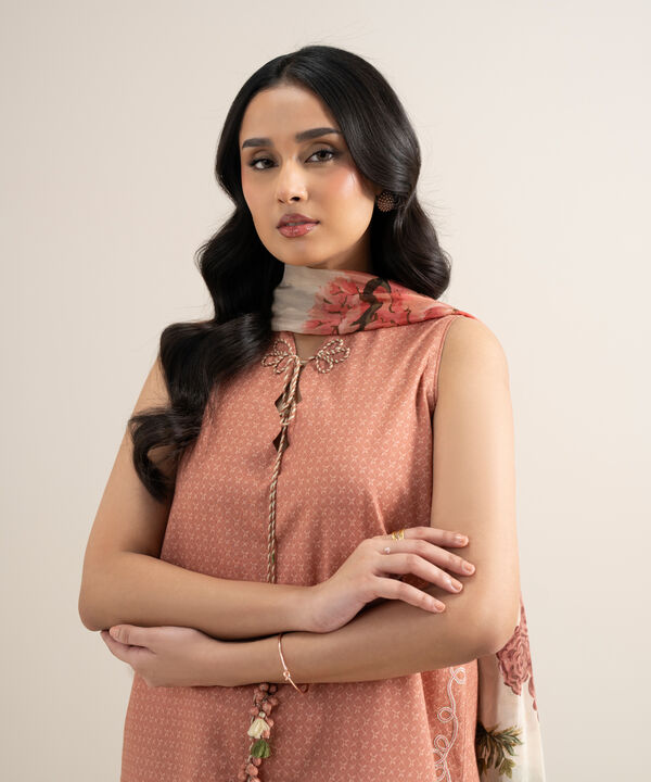 3 Piece - Embroidered Dobby Suit