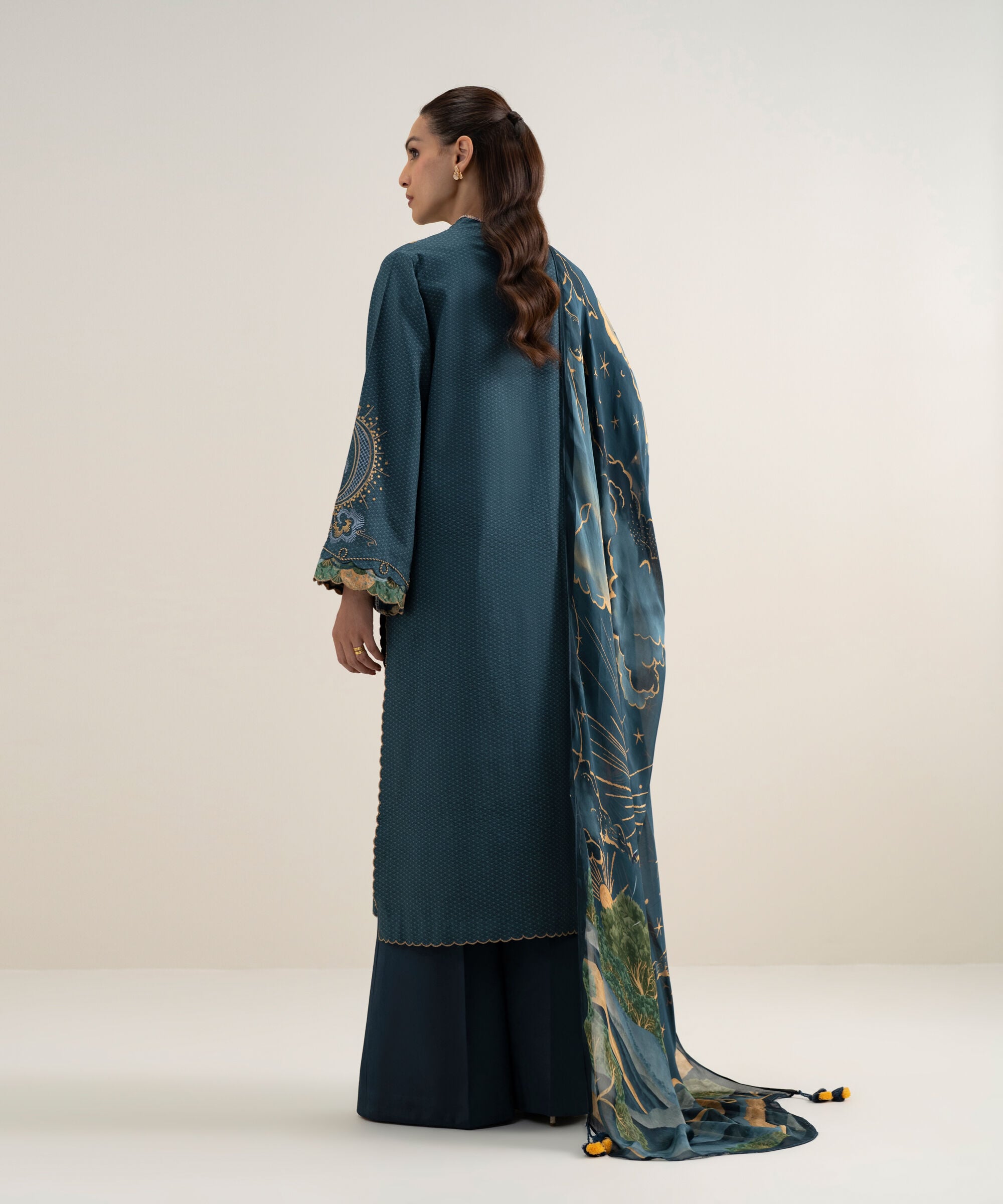 3 Piece - Embroidered Dobby Suit
