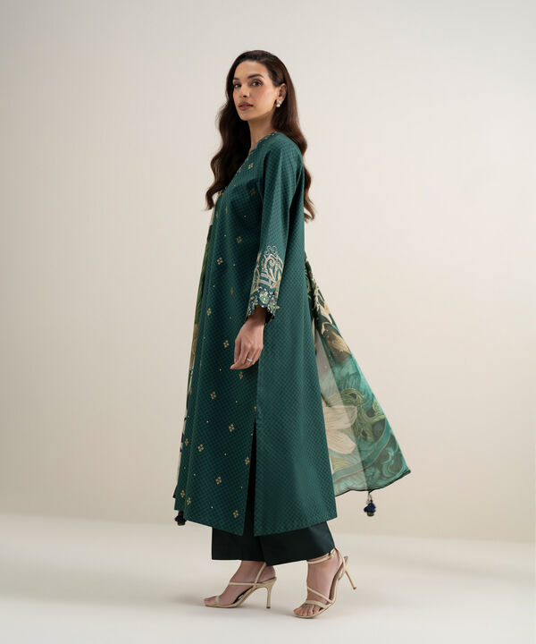 3 Piece - Embroidered Dobby Suit