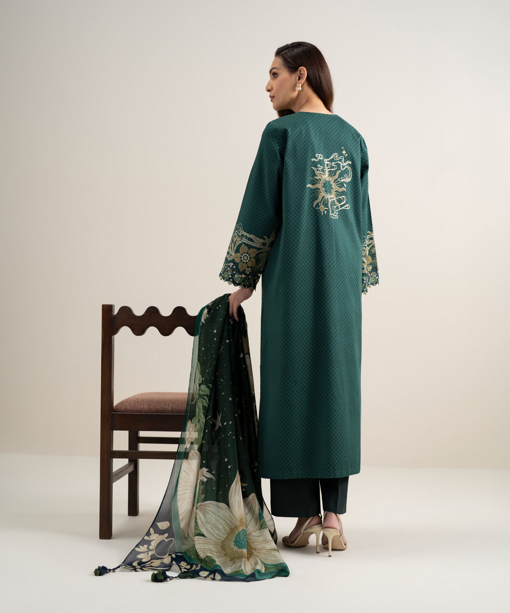 3 Piece - Embroidered Dobby Suit