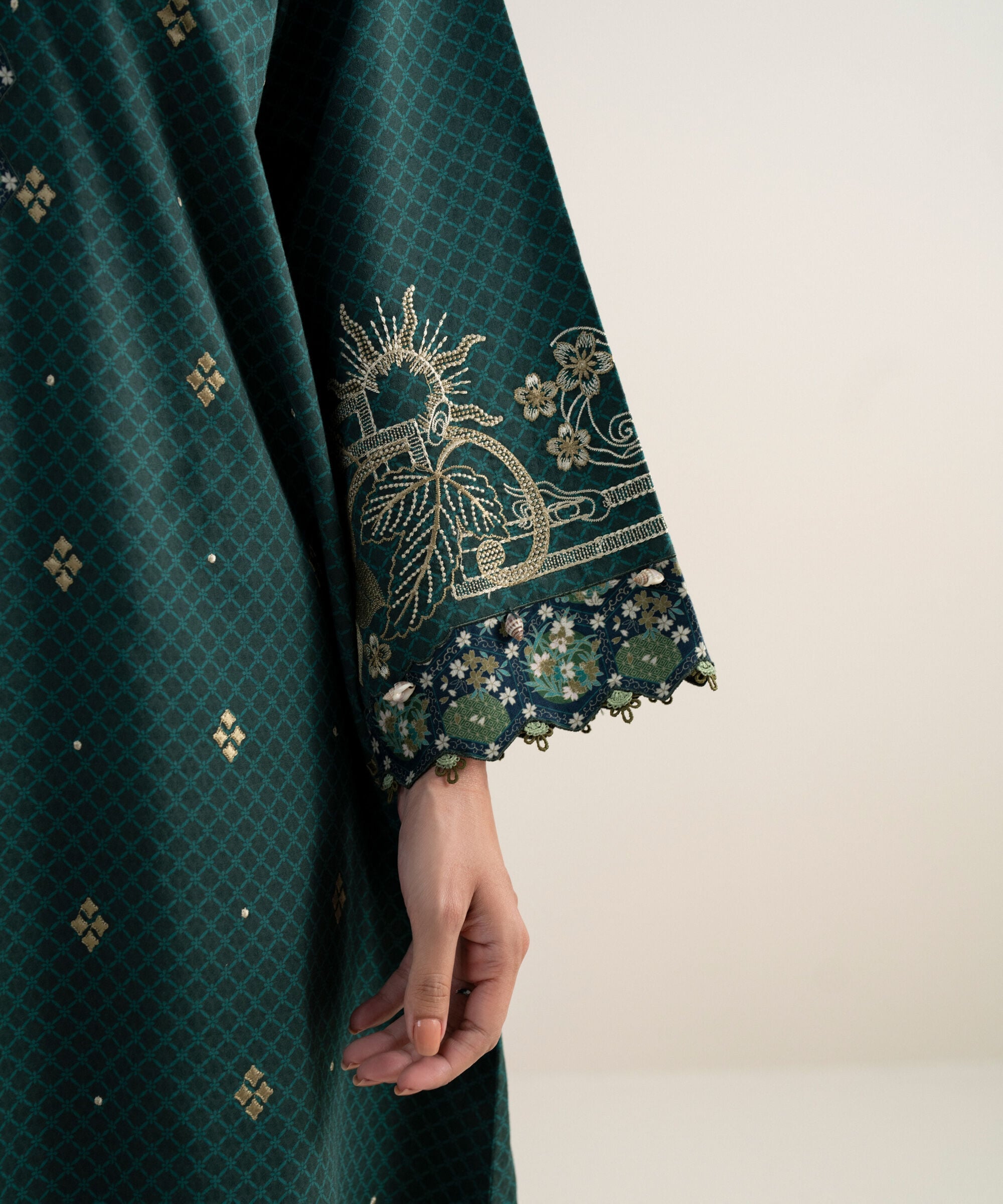 3 Piece - Embroidered Dobby Suit