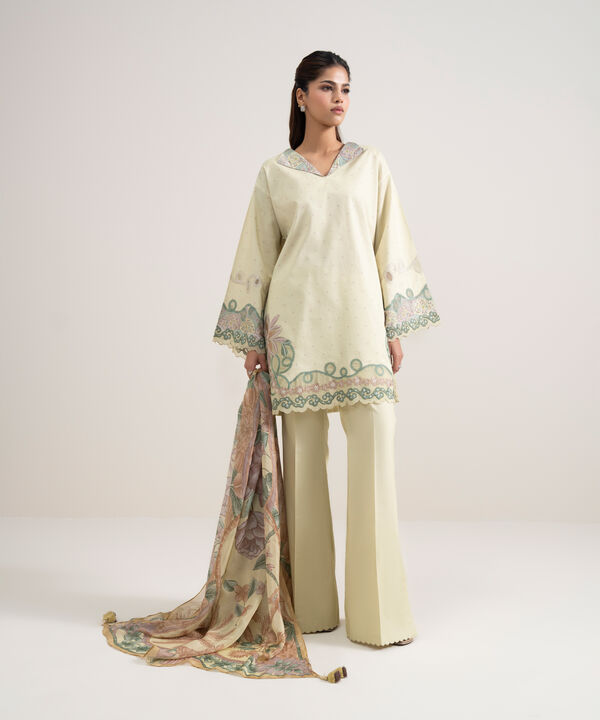 3 Piece - Embroidered Dobby Suit