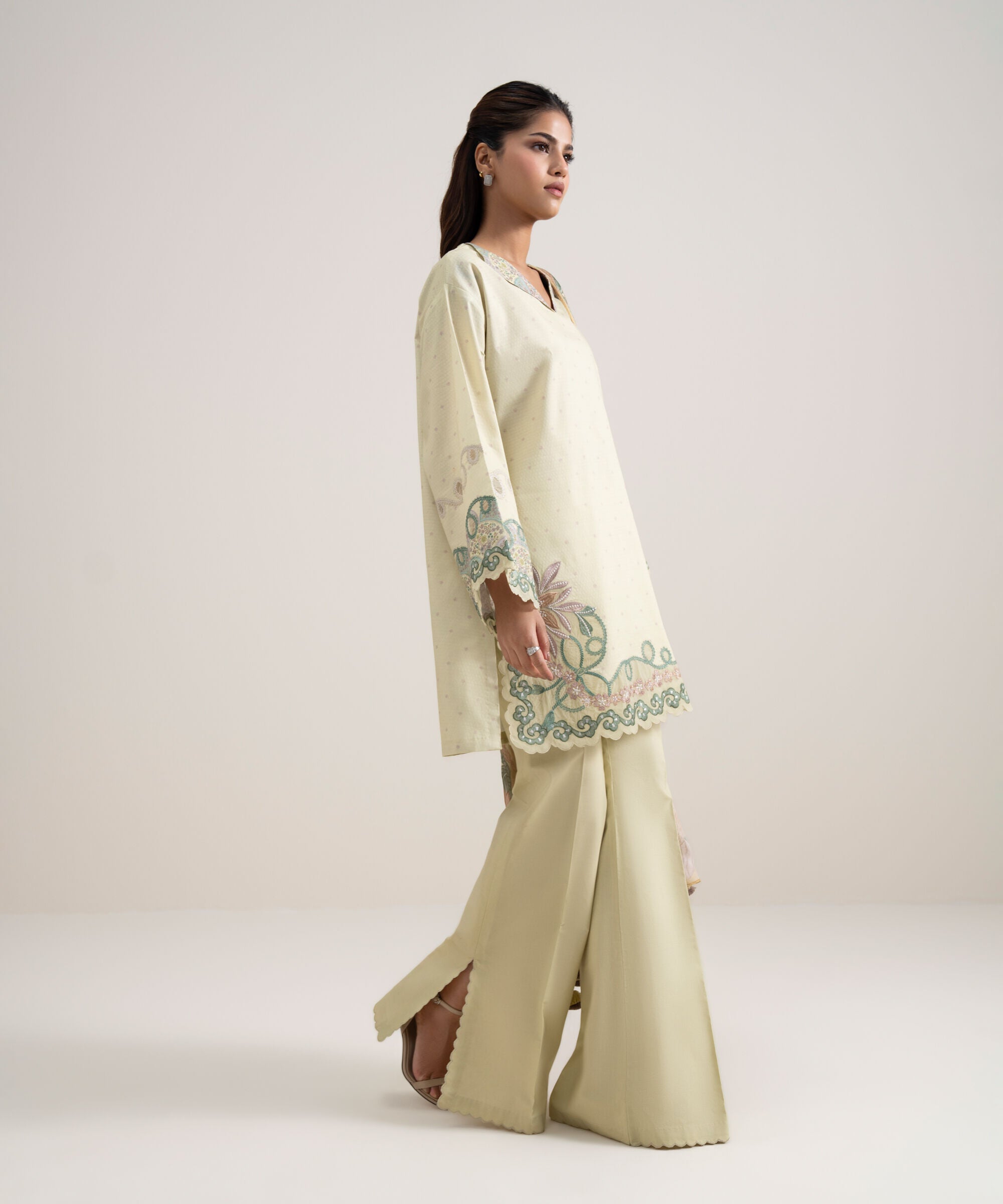 3 Piece - Embroidered Dobby Suit