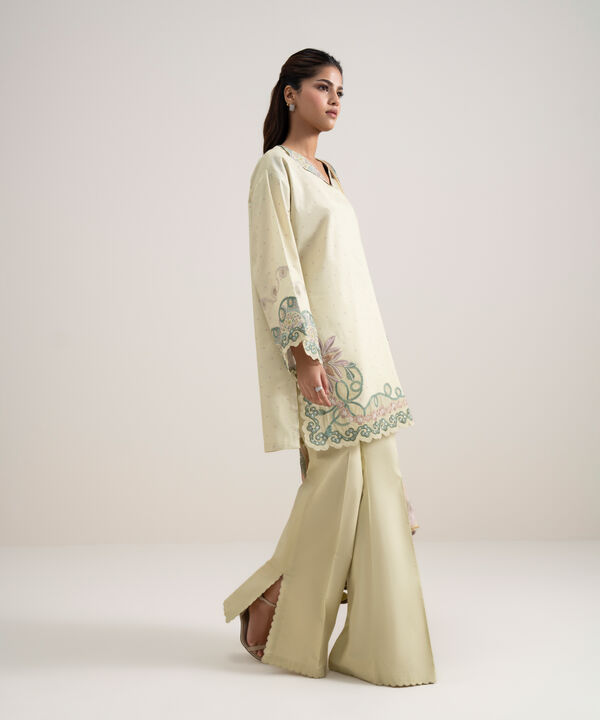 3 Piece - Embroidered Dobby Suit