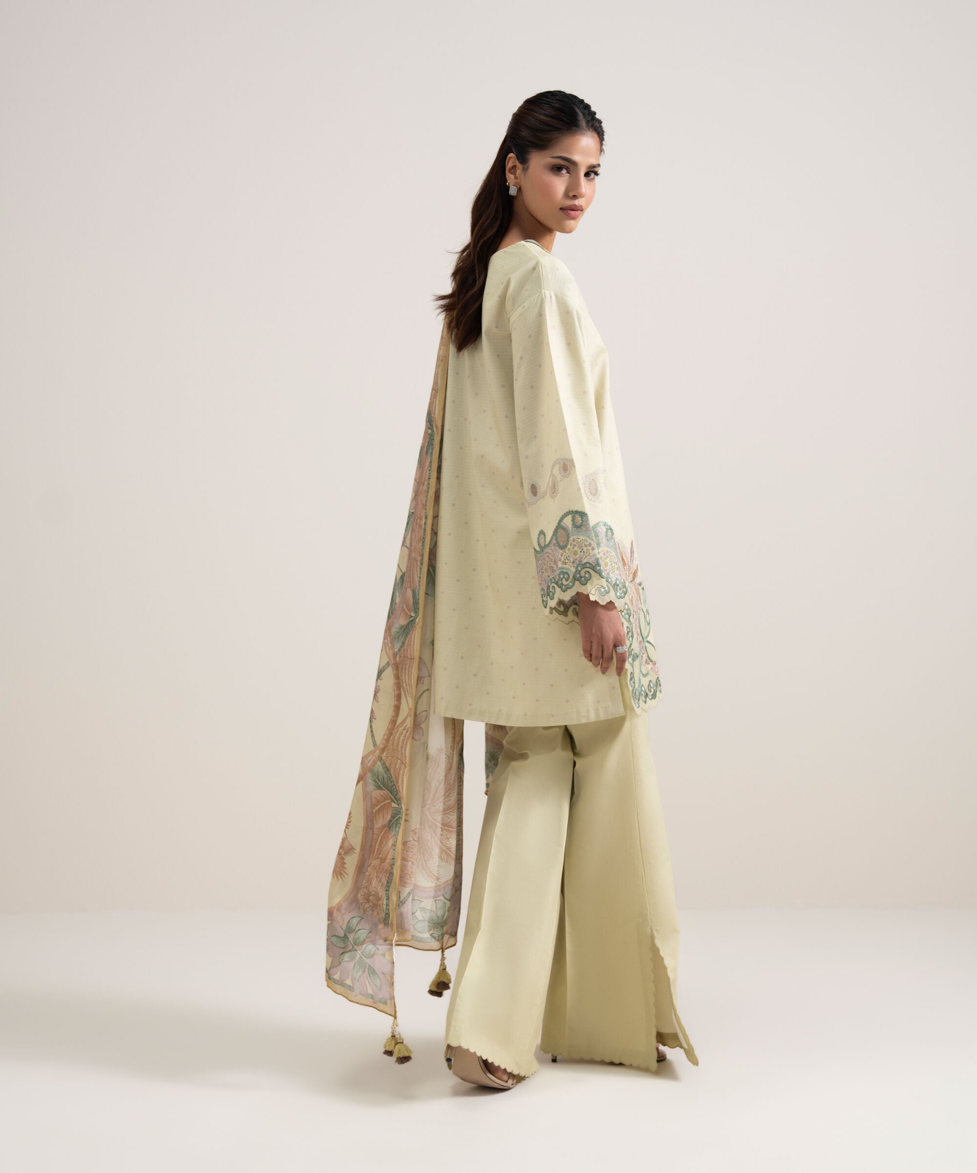 3 Piece - Embroidered Dobby Suit