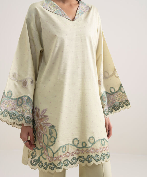3 Piece - Embroidered Dobby Suit