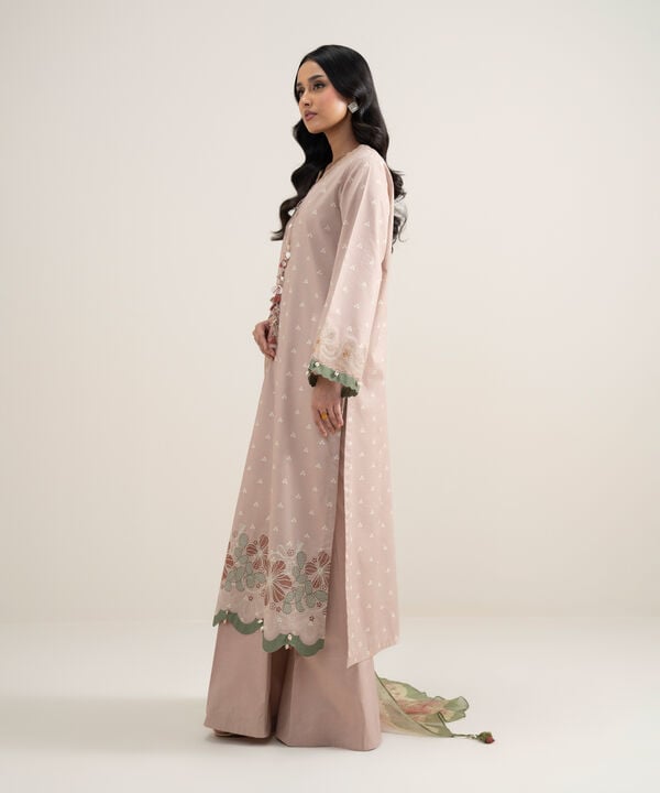 3 Piece - Embroidered Dobby Suit