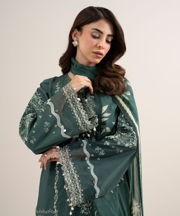 3 Piece - Embroidered Dobby Suit