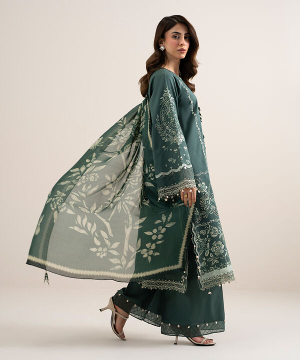 3 Piece - Embroidered Dobby Suit
