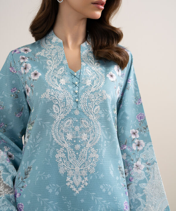 3 Piece - Embroidered Dobby Suit