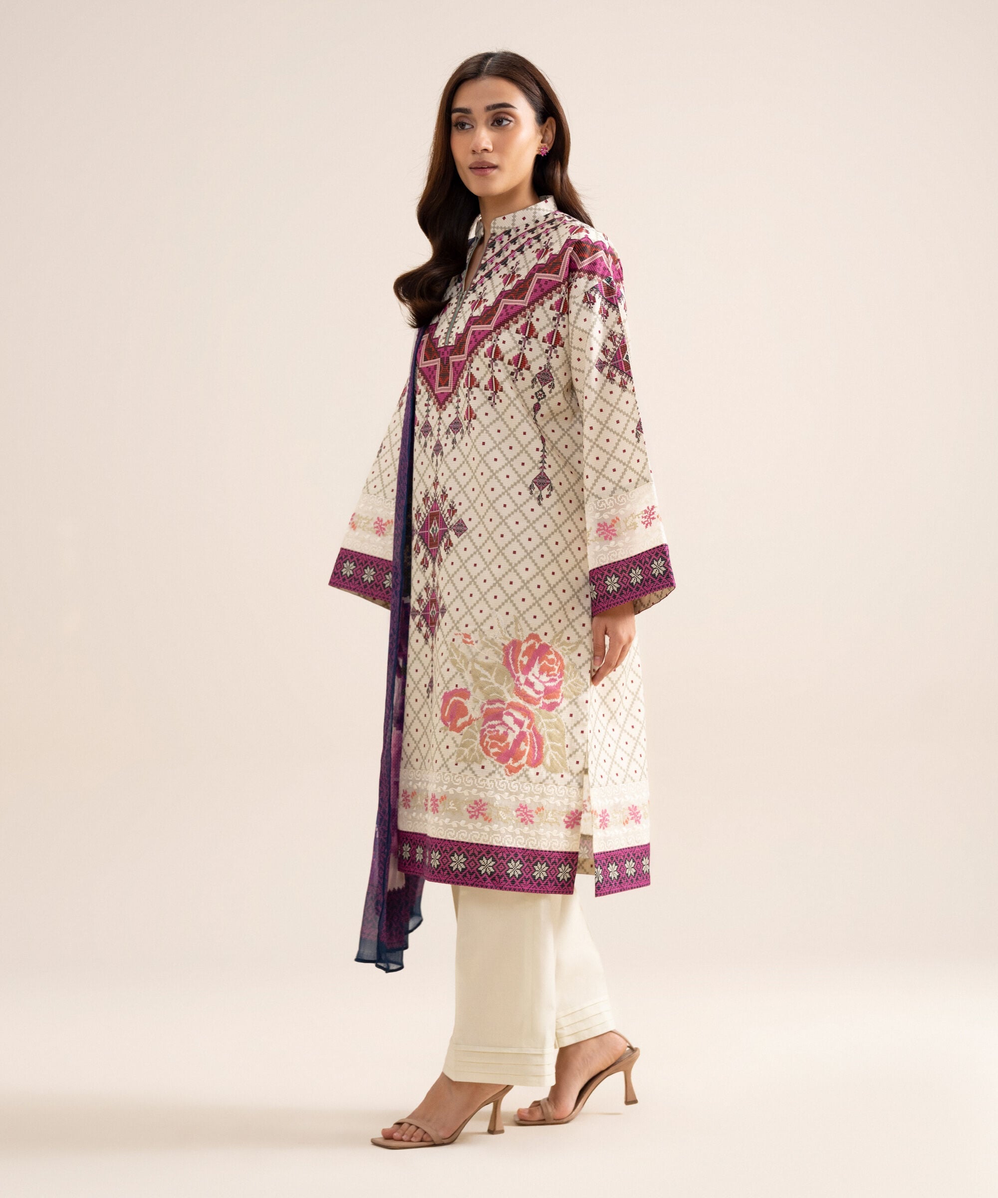 3 Piece - Embroidered Zari Cotton Suit 3PESGS26V710