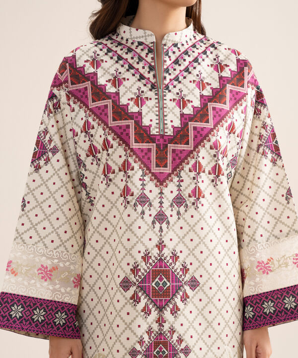 3 Piece - Embroidered Zari Cotton Suit