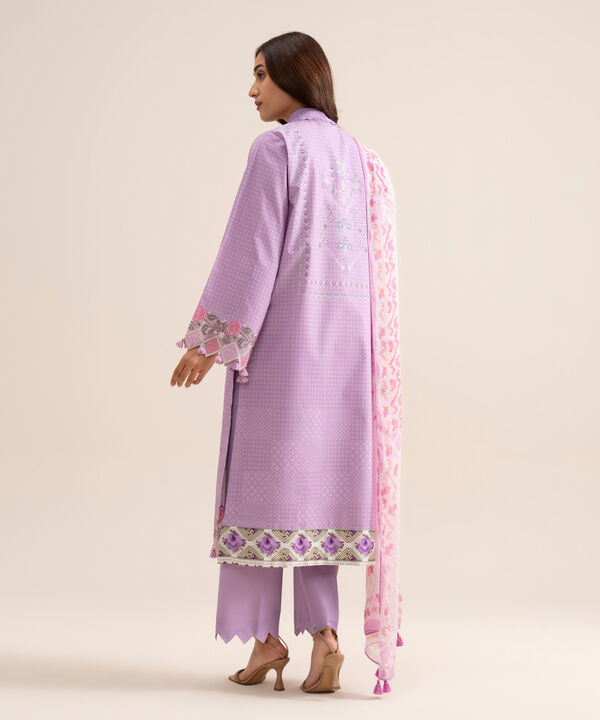 3 Piece - Embroidered Zari Cotton Suit