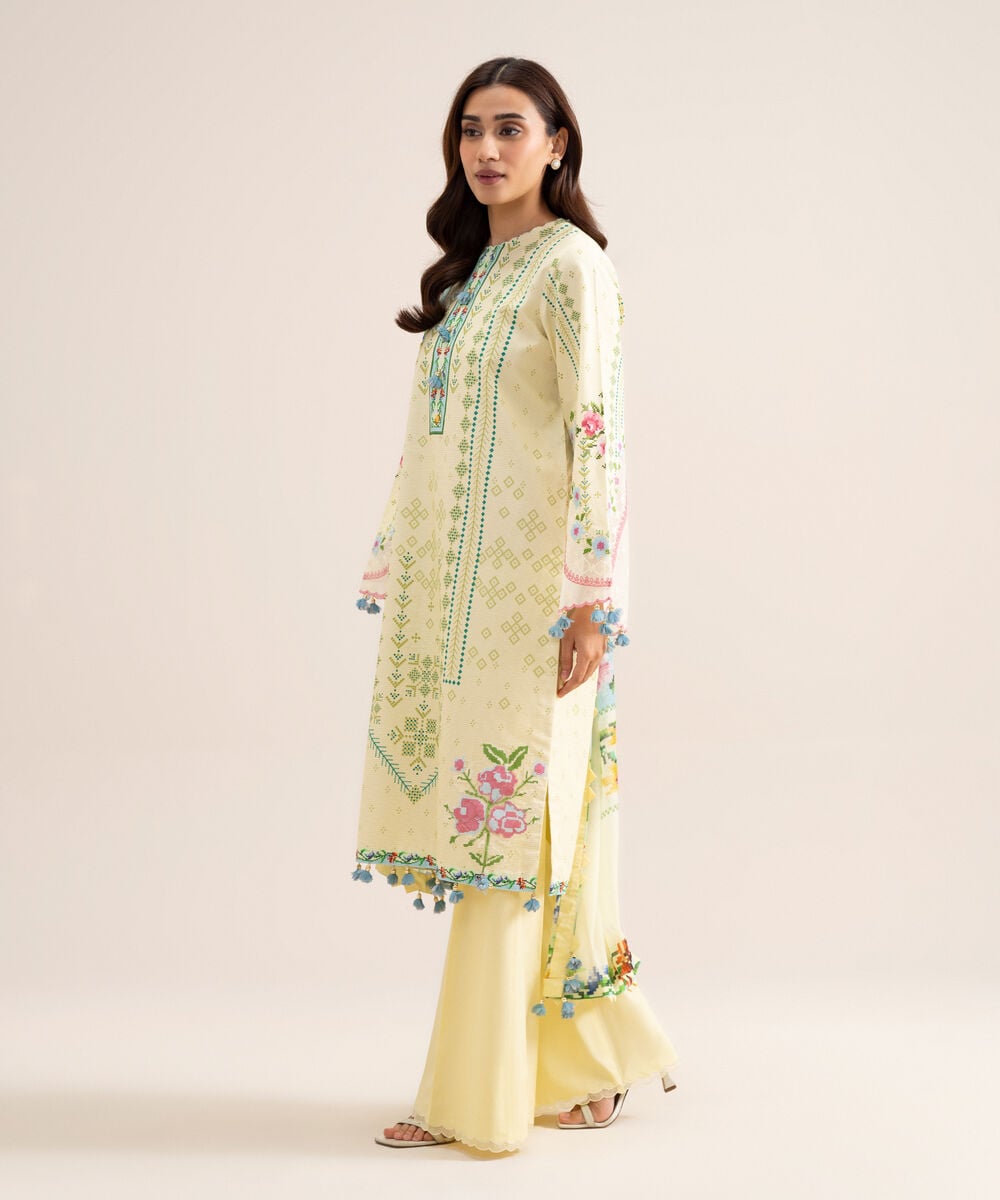 3 Piece - Embroidered Zari Cotton Suit 3PESGS26V713