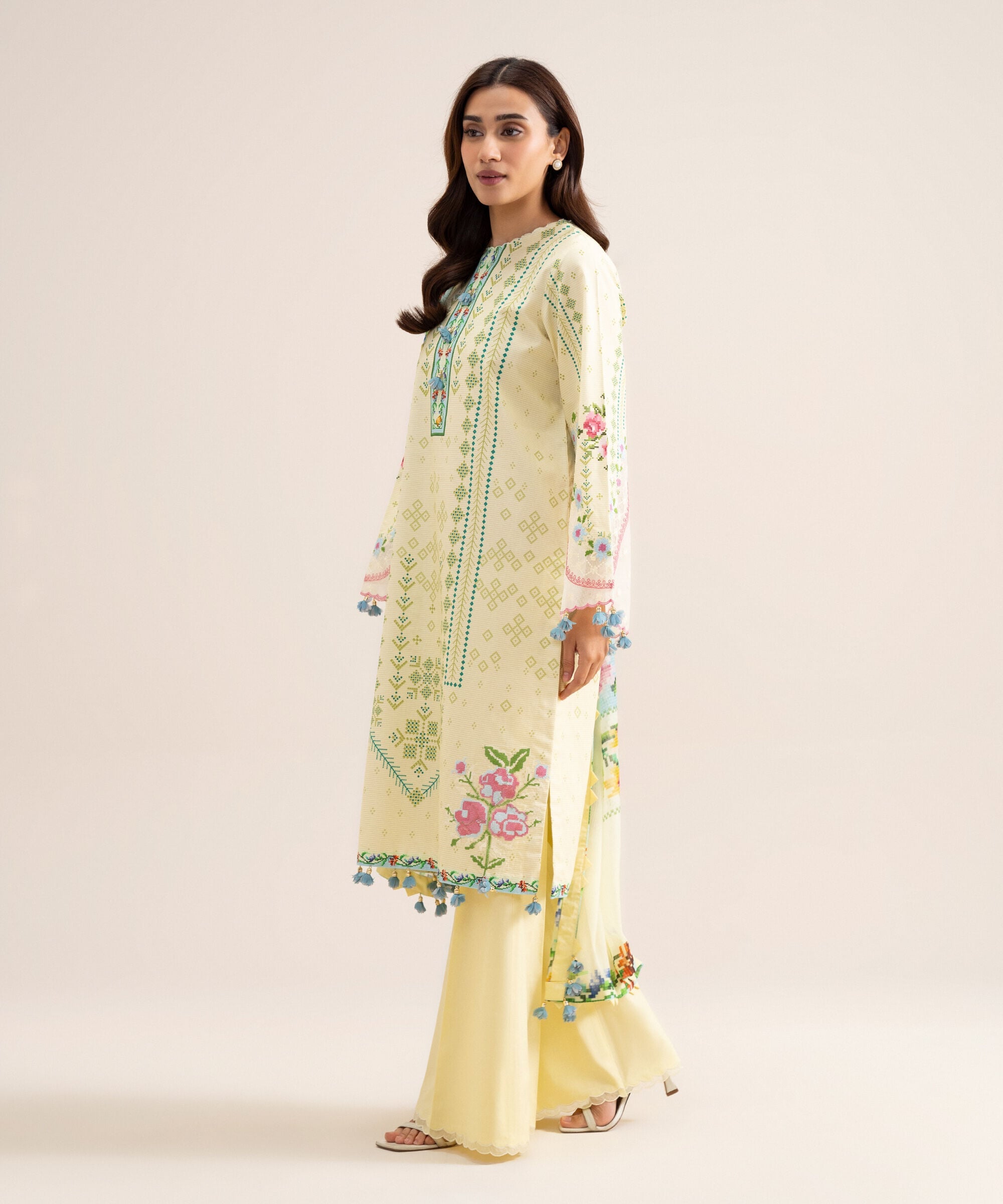 3 Piece - Embroidered Zari Cotton Suit 3PESGS26V713