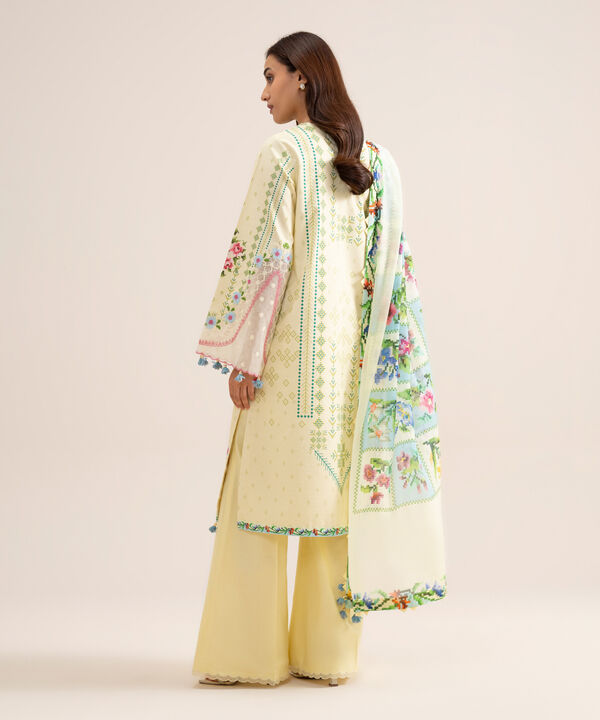 3 Piece - Embroidered Zari Cotton Suit
