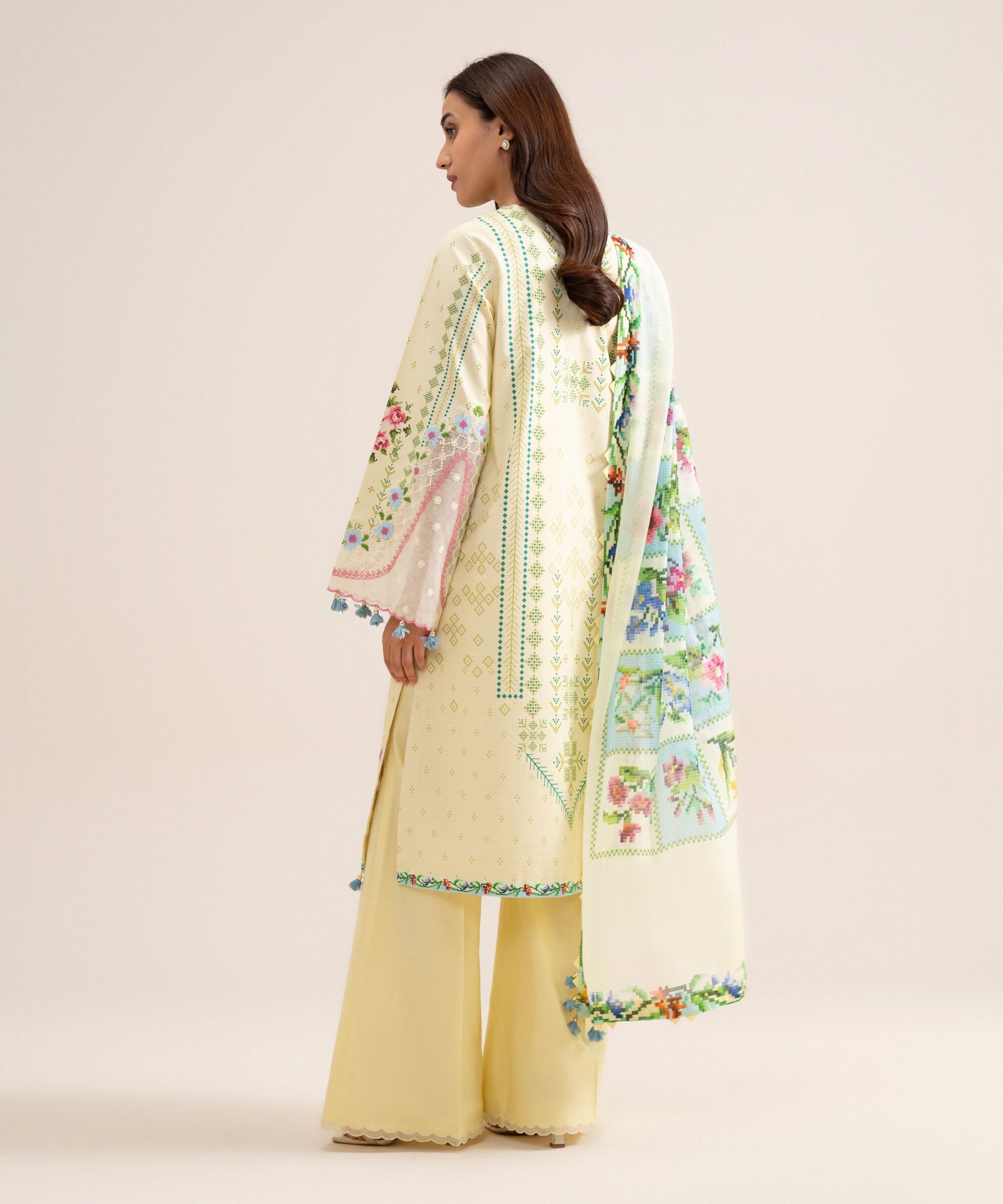 3 Piece - Embroidered Zari Cotton Suit 3PESGS26V713