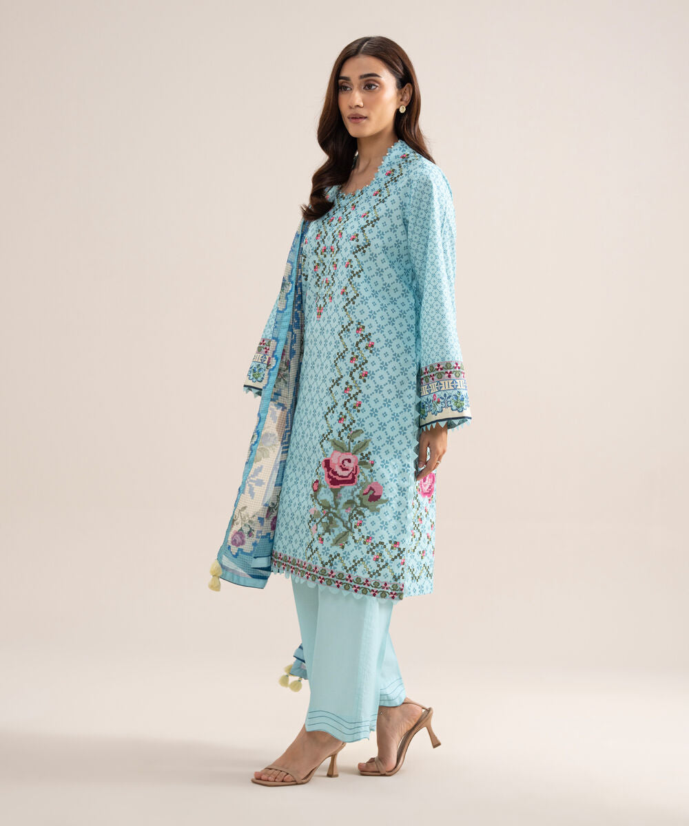 3 Piece - Embroidered Zari Cotton Suit 3PESGS26V714
