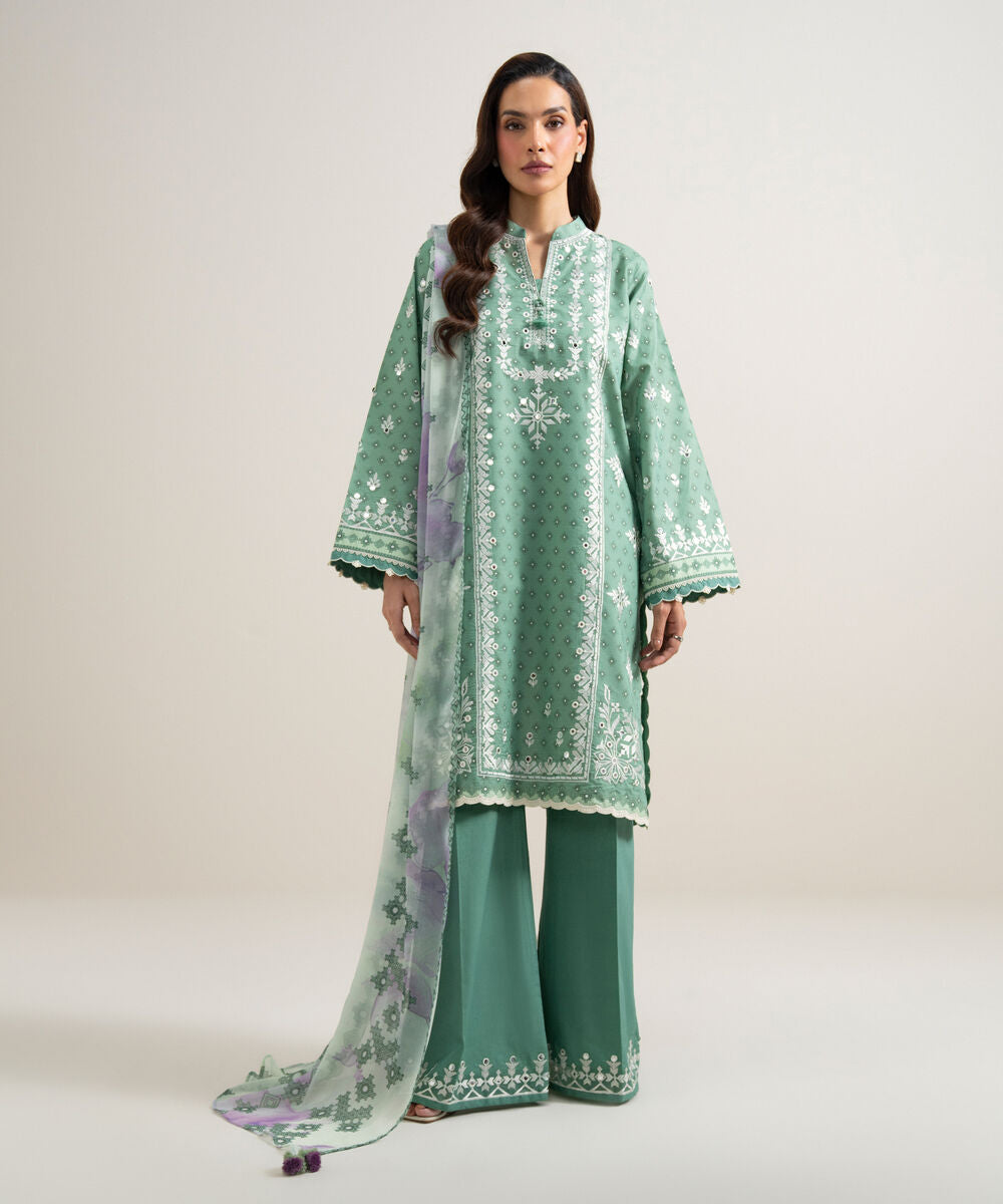 3 Piece - Embroidered Zari Lawn Suit 3PESGS26V760