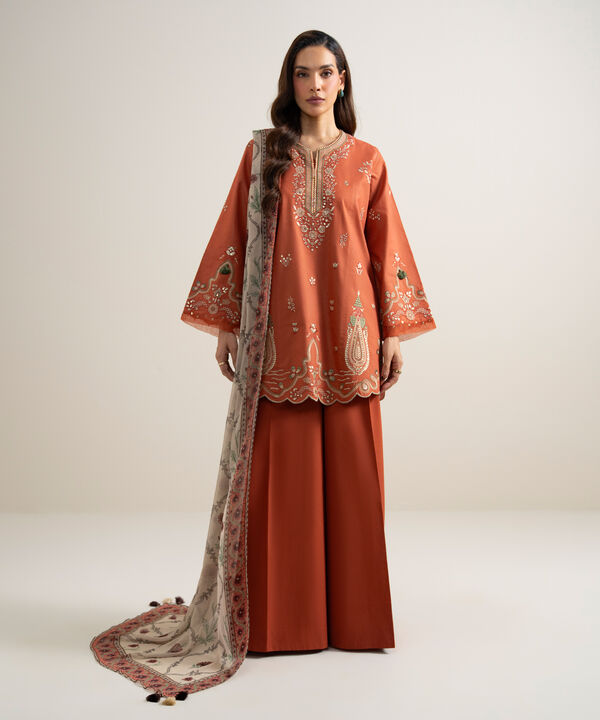 3 Piece - Embroidered Zari Lawn Suit