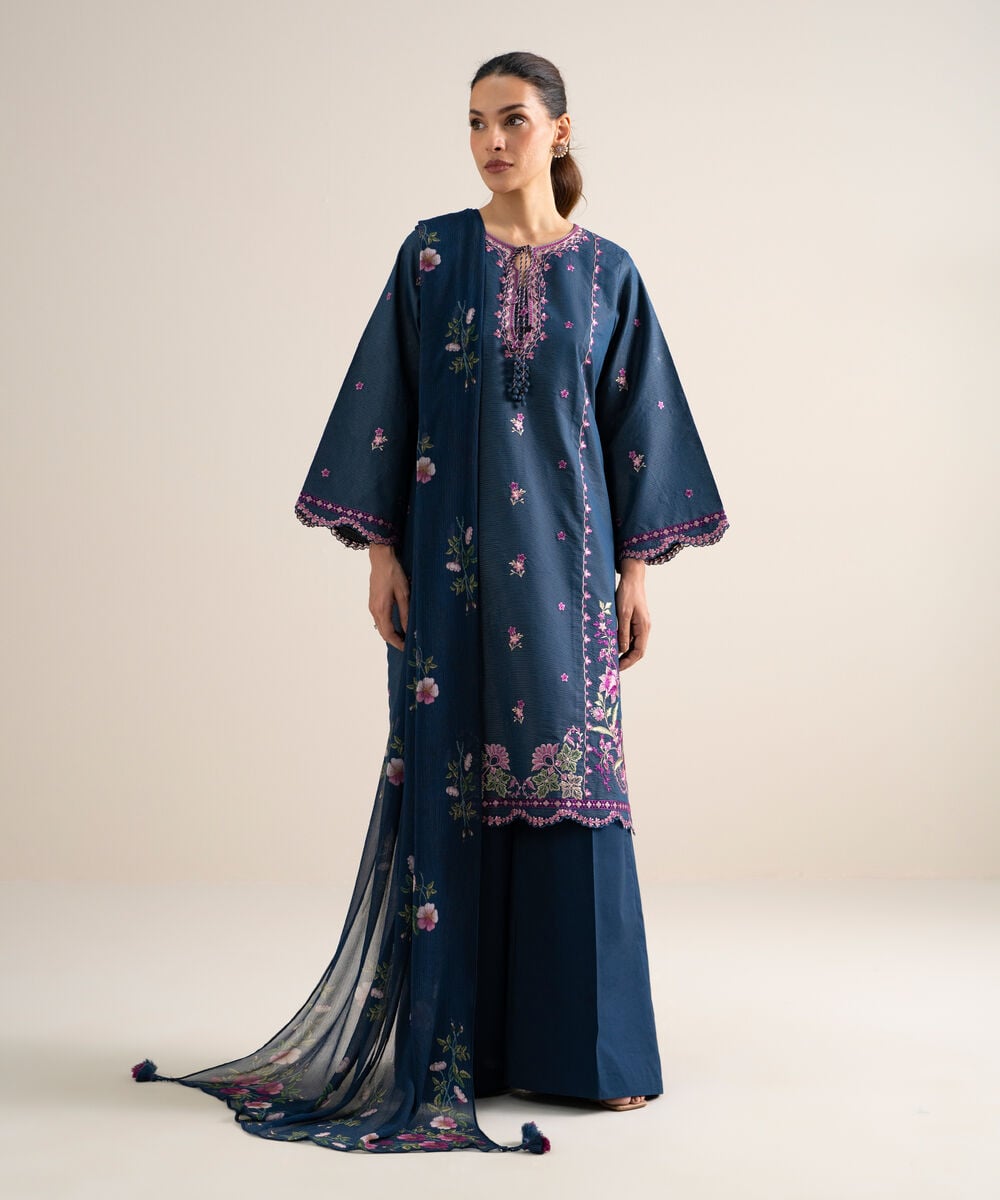 3 Piece - Embroidered Zari Lawn Suit 3PESGS26V771