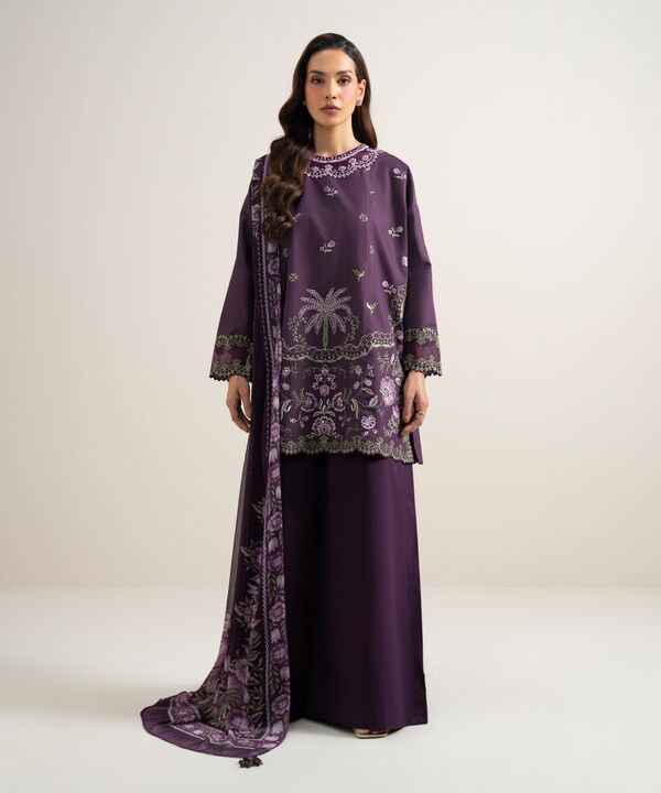 3 Piece - Embroidered Zari Lawn Suit