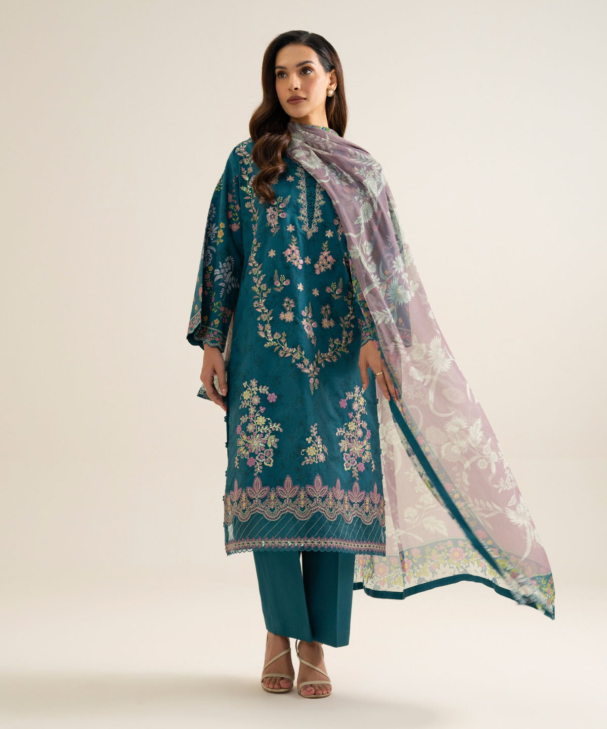 3 Piece - Embroidered Cotton Suit 3PESGS26V812