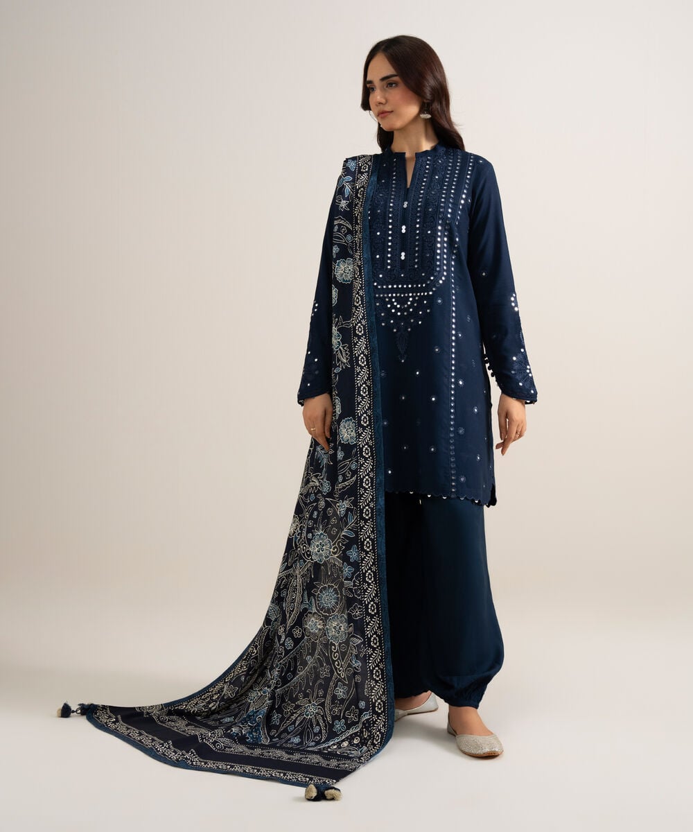 3 Piece - Embroidered Linen Suit 3PESGS26V828