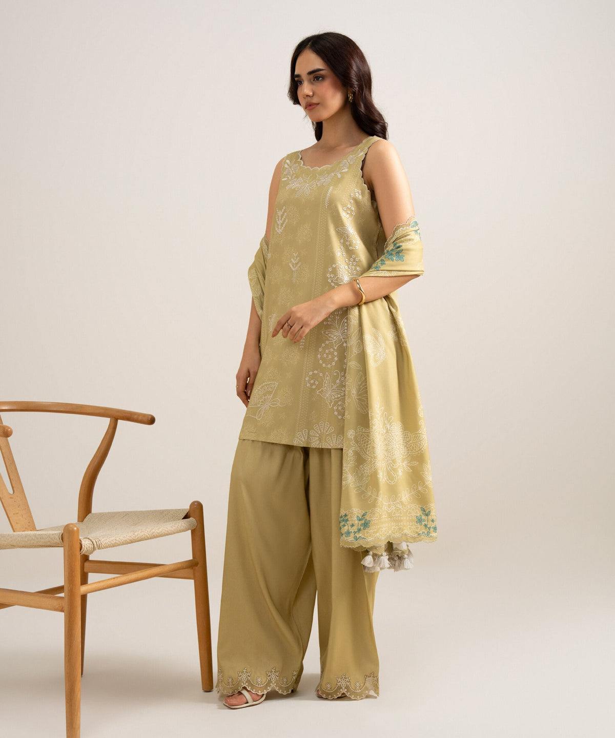 3 Piece - Embroidered Linen Suit 3PESGS26V829