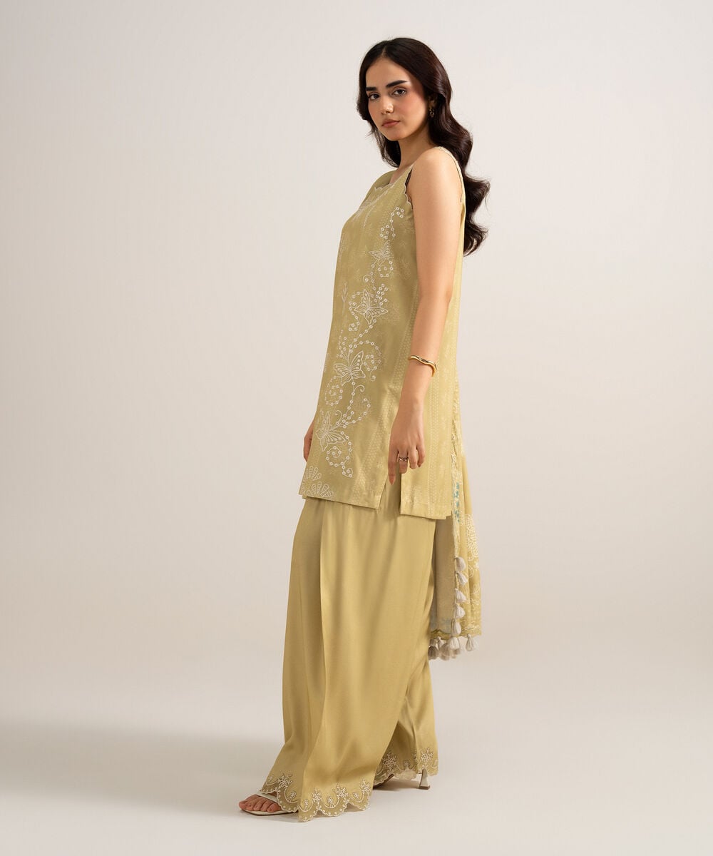 3 Piece - Embroidered Linen Suit 3PESGS26V829
