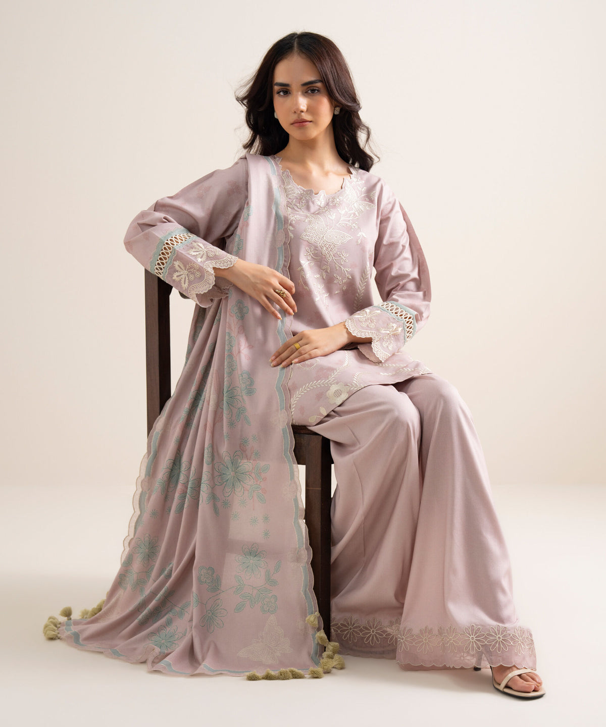 3 Piece - Embroidered Linen Suit 3PESGS26V832