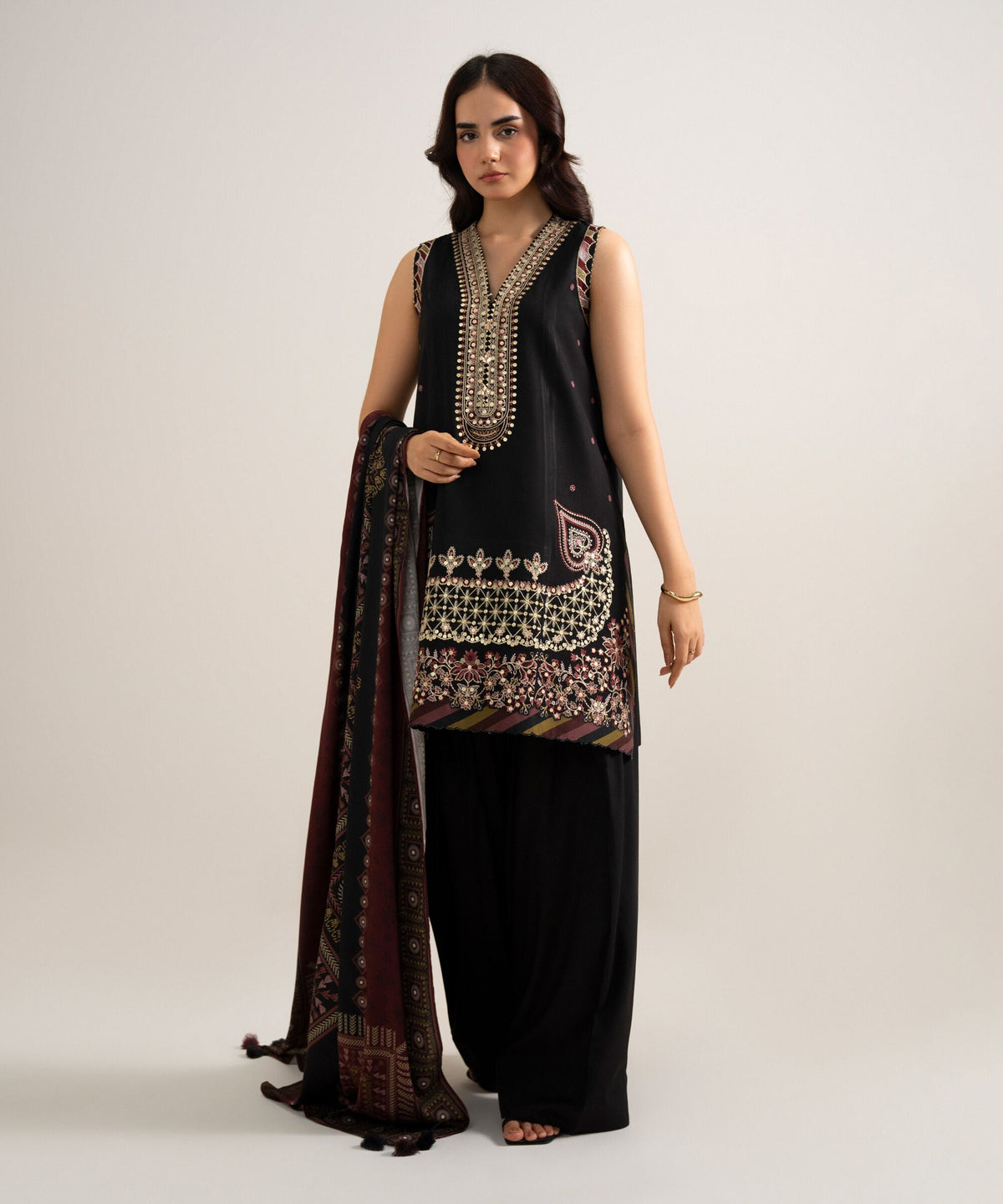 3 Piece - Embroidered Linen Suit 3PESGS26V837